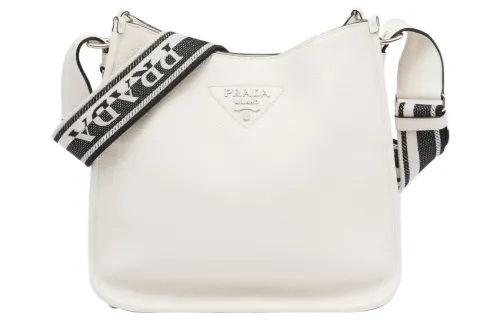PRADA Leather Hobo Bag, Crossbody Bag, Shoulder Bag Women's White
