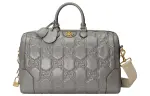GUCCI Leather Handbag, Shoulder Bag, Crossbody Bag, Travel Bag Medium Women's Gray