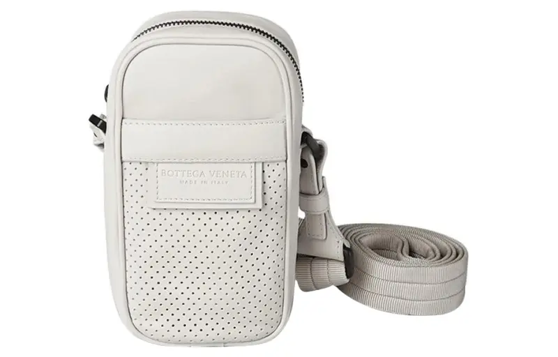 Bottega Veneta Leather Sling Bag, Shoulder Bag, Crossbody Bag, Cell Phone Pouch Men's White