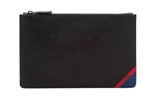 PRADA Leather Clutch Men's Black