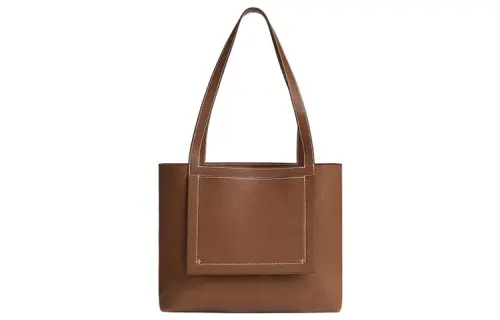 HERMES Cabasellier Saddle Leather Tote Bag, Shopping Bag, Shoulder Bag, Handbag Women's 34 Fauve Light Tawny