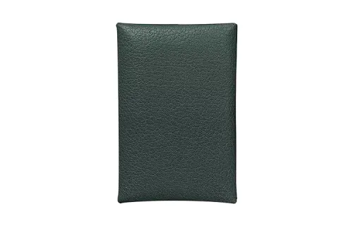HERMES Calvi Chamkila Goat Skin Wallet, Card Holder Unisex V0 Vert Rousseau Green