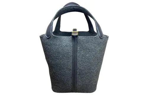 HERMES Picotin Lock Wool Felt, Swift Leather Basket Bag, Bucket Bag, Handbag 22 Women's 46 Ebene Ebony