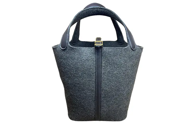 HERMES Picotin Lock Wool Felt, Swift Leather Basket Bag, Bucket Bag, Handbag 22 Women's 46 Ebene Ebony