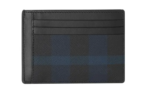 Burberry Cow Leather Card Holder Large Men's Dark Charcoal Blue