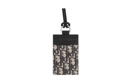 DIOR Grain Cow Leather With Textile Card Holder Card Holder Regular Men's Beige/Black