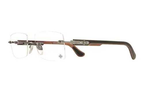Chrome Hearts Rimless Alloy Square Eyeglass Frames Men's Brown