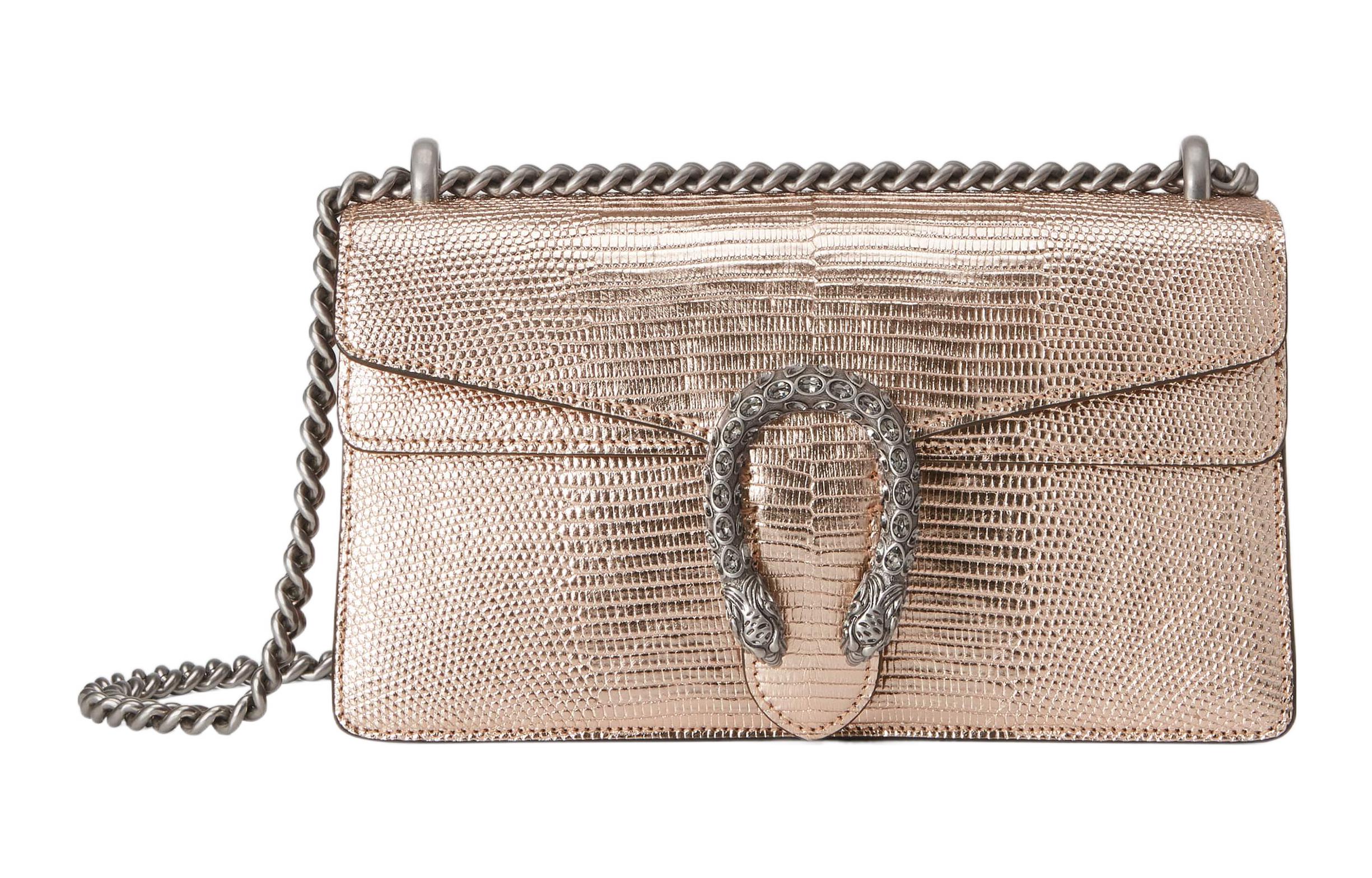 GUCCI Dionysus Metal Lizard Skin Portable Crossbody Bag, Shoulder Bag Women's Light Pink