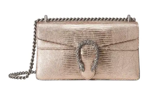 GUCCI Dionysus Metal Lizard Skin Portable Crossbody Bag, Shoulder Bag Women's Light Pink