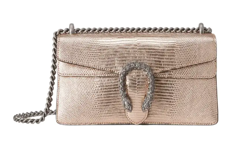 GUCCI Dionysus Metal Lizard Skin Portable Crossbody Bag, Shoulder Bag Women's Light Pink
