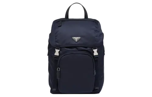 PRADA Recycled Nylon With Saffiano Leather Backpack Men's Blue