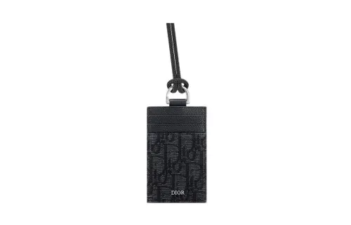 DIOR Grain Cow Leather With Textile Card Holder Card Holder Men's Black