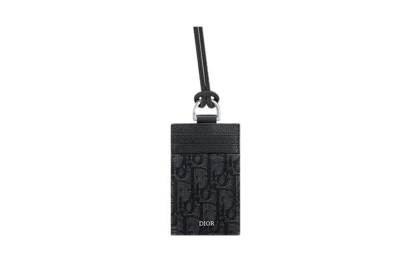 DIOR Grain Cow Leather With Textile Card Holder Card Holder Men's Black