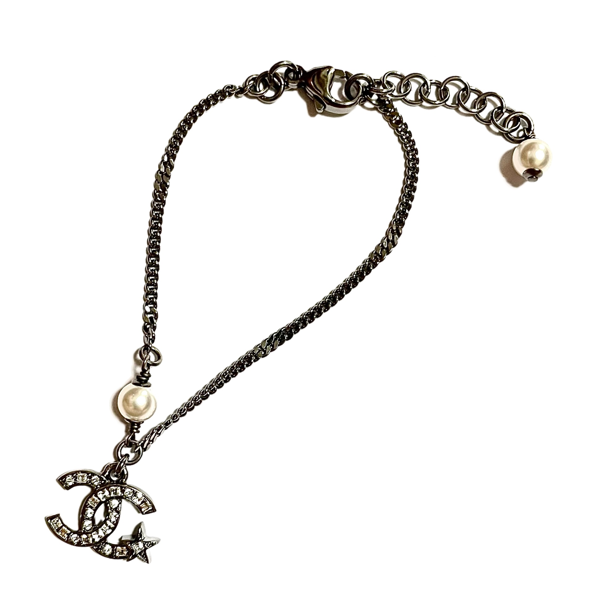 Женский браслет Chanel Двойной С (серебристый)