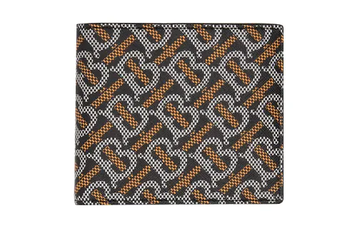 Burberry Cow Leather Wallet Men's Black/Orange