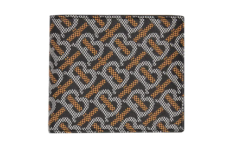 Burberry Cow Leather Wallet Men's Black/Orange