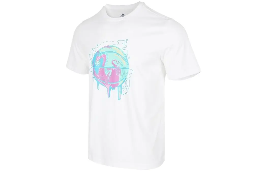 Adidas T-Shirts Men's White Crew Neck Moderate Straight Fit