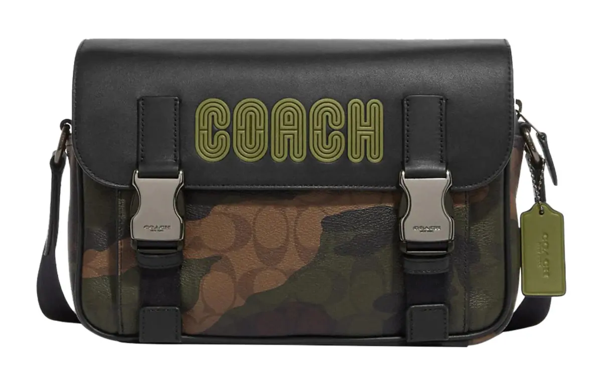 COACH Track Cow Leather Patchwork Shoulder Bag, Crossbody Bag Medium Men's Monogram & Jasper