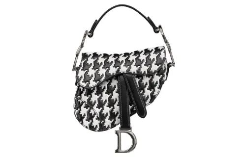 DIOR Cow Leather Saddle Bag, Shoulder Bag, Crossbody Bag, Handbag Extra Mini Women's Black/White