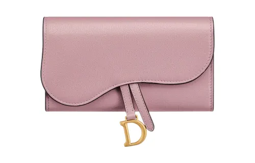 DIOR Goatskin Wallet Women's Vintage Pink