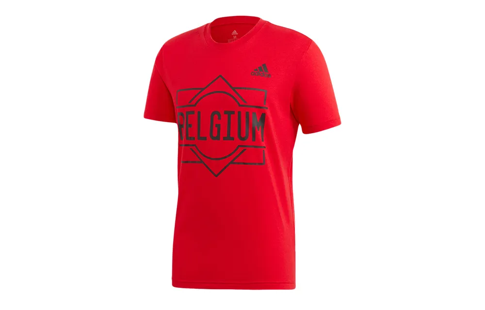 Adidas Neo T Shirts Men's Red Crew Neck Moderate Straight Fit