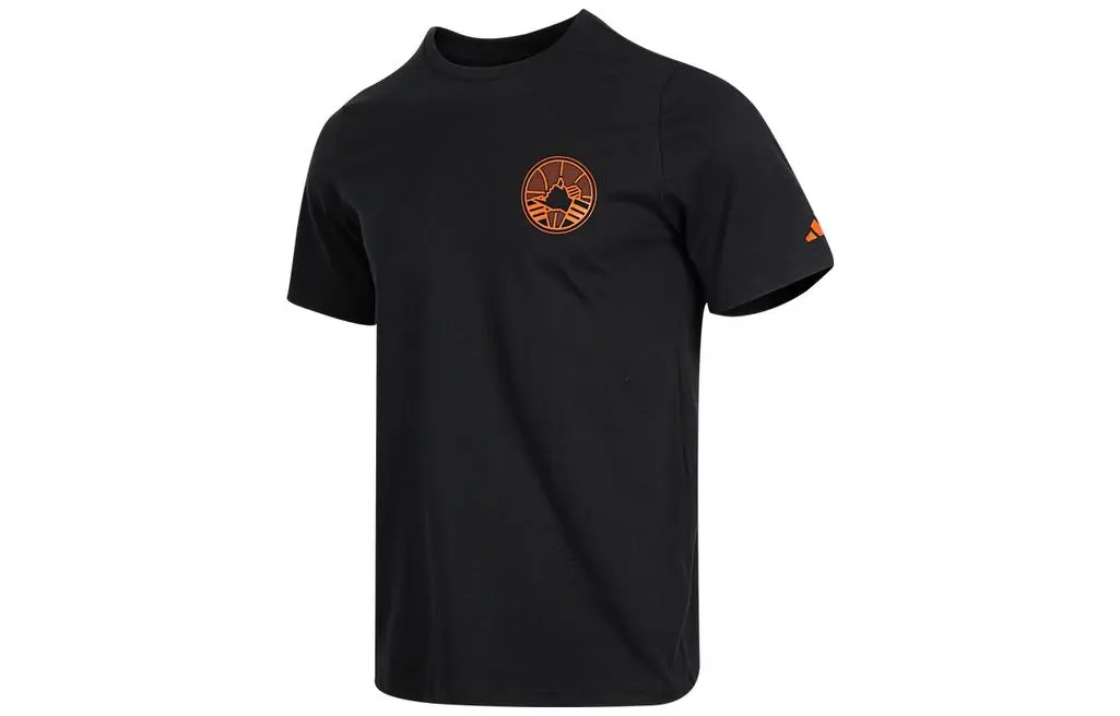 Adidas T-Shirts Men's Black Crew Neck Moderate Straight Fit