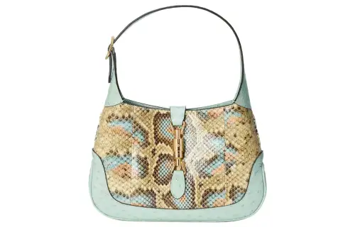 GUCCI Jackie 1961 Python Skin With Ostrich Leather Crescent Shoulder Bag Shoulder Bag Women's