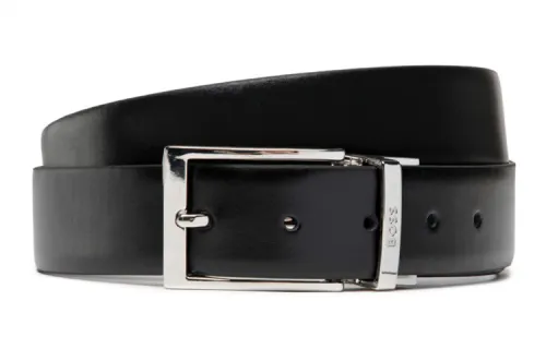 HUGO BOSS Cow Leather Belts Men's Black 3.5cm