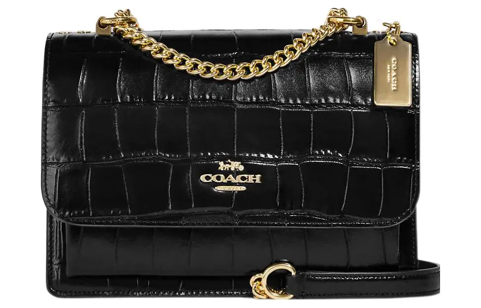 COACH Klare Crocodile Pattern Embossed Leather Crossbody Bags Medium Women's Black