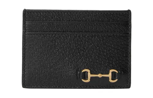 GUCCI Leather Card Holder Men's Black