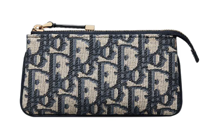 DIOR DiorTravel Twill Jacquard Key Pouch Women's Blue