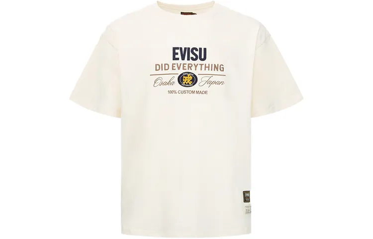 EVISU T Shirts Men's Ecru Crew Neck Moderate Straight Fit