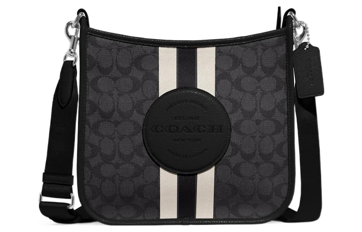 COACH Dempsey Jacquard Fabric With Cow Leather Crossbody Bags Medium Women's Black