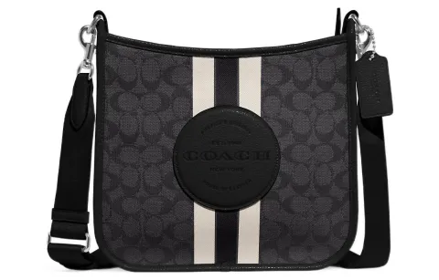 COACH Dempsey Jacquard Fabric With Cow Leather Crossbody Bags Medium Women's Black