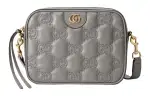 GUCCI GG Matelassé Leather Camera Bag Small Square Bag Shoulder Bag, Handbag Small Women's Gray