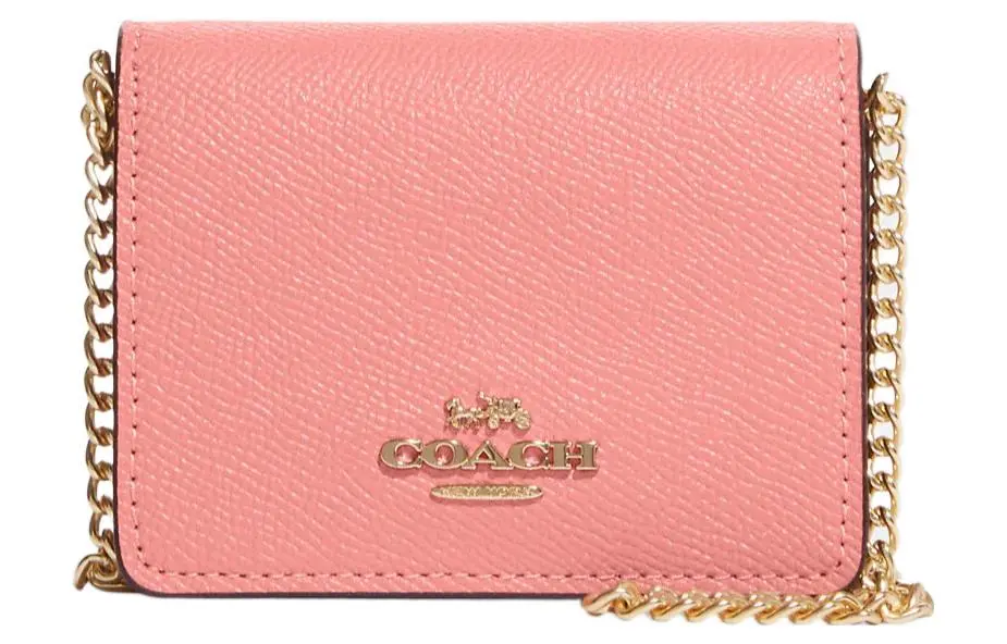 COACH Chain Cross Grain Leather Crossbody Bags Mini Women's Cherry Blossom Pink