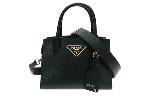 PRADA Saffiano Calfskin Handbag, Shoulder Bag, Crossbody Bag Small Women's Black