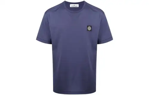 STONE ISLAND T Shirts Men's Purple Crew Neck Moderate Straight Fit
