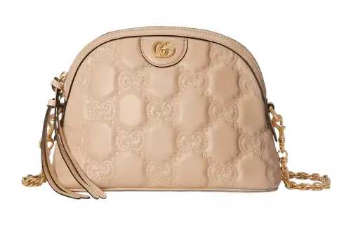 GUCCI Quilted Leather Crossbody Bag, Shoulder Bag Women's Beige