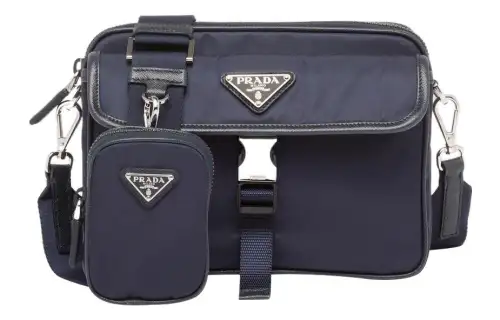 PRADA Re NylonSaffiano Recycled Nylon With Saffiano Leather Crossbody Bag, Shoulder Bag Regular Men's Blue
