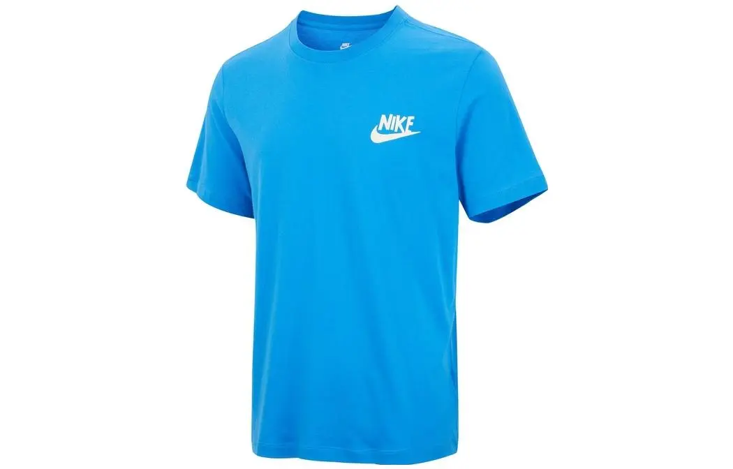 Nike T-Shirts Men's Blue Crew Neck Moderate Straight Fit