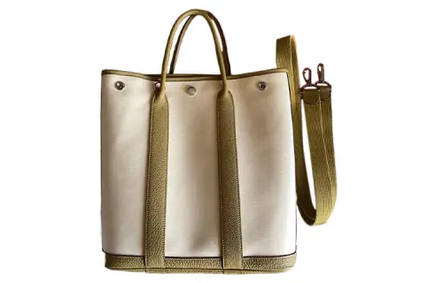HERMES Garden Party Canvas With Leather Handbag 28 Women's Cardamom Green/Vanilla