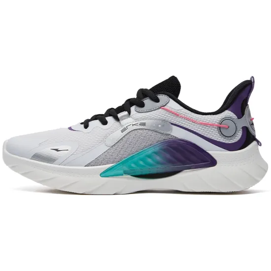 Erke Running Shoes Men Low-Top True White/Gaming Purple