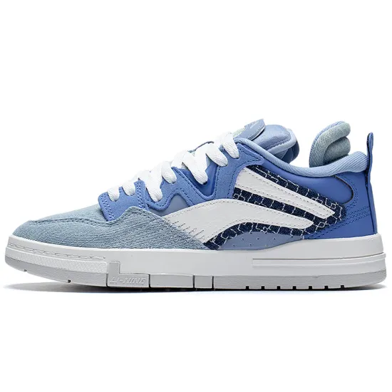 LINING Wei Wu PRO Skateboard Shoes Women's Low-Top Jiang Shui Blue/Snow White