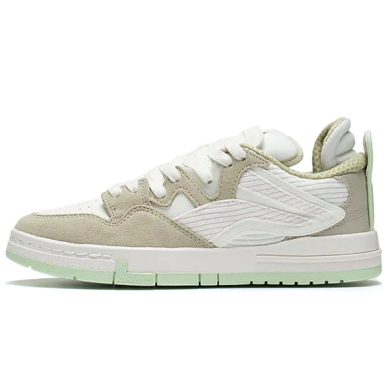 LINING Wei Wu PRO Skateboard Shoes Women's Low-Top Khaki/Vanilla White/Pink Apricot