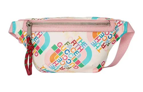 GUCCI The North Face Collaboration Leather Waist Bag Chest Bag Men's Pink/White