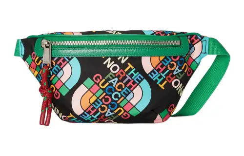 GUCCI The North Face Collaboration Leather Shoulder Bag, Crossbody Bag, Sling Bag, Fanny Pack Men's Green/Black