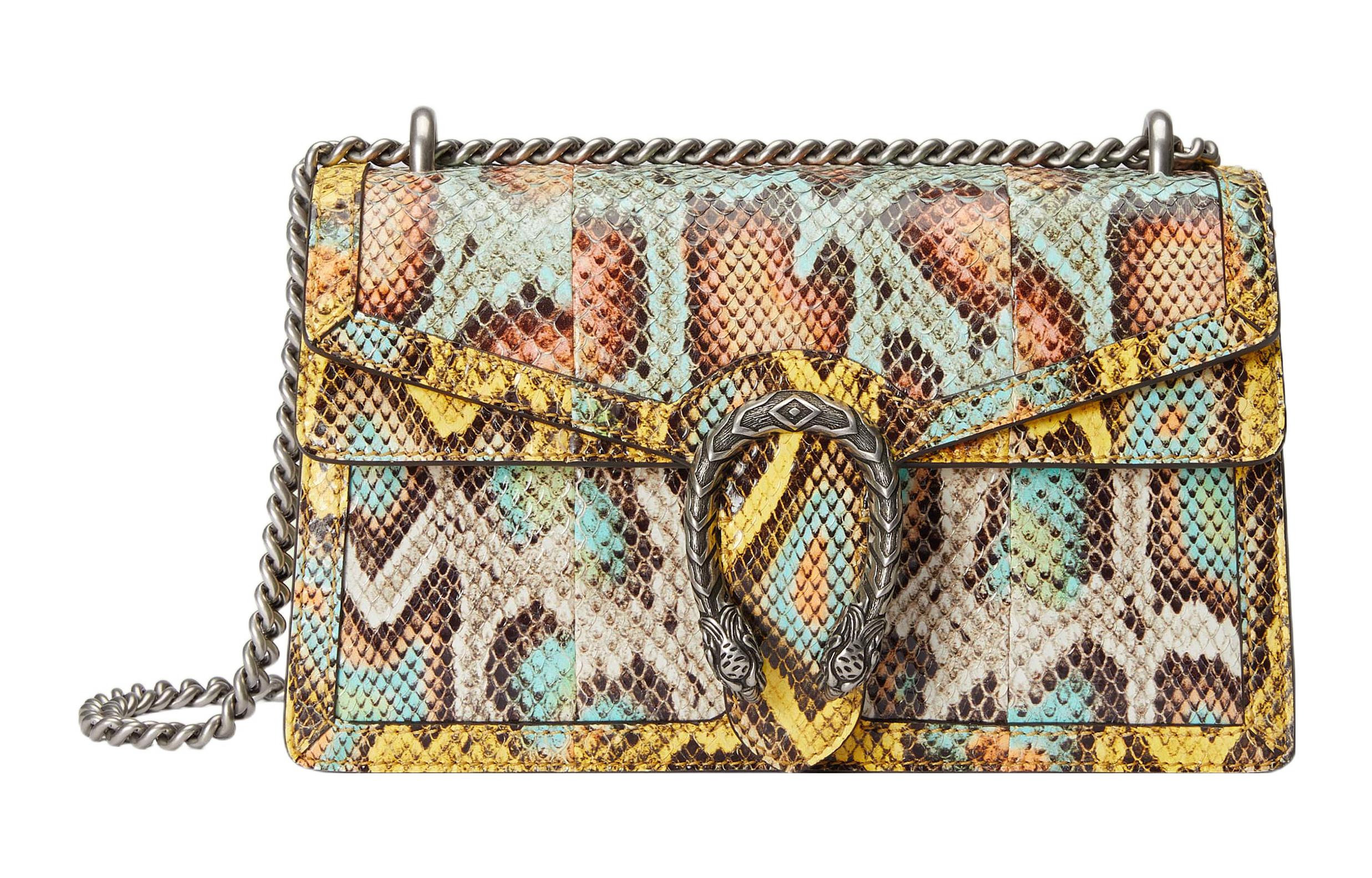 GUCCI Gucci Dionysus Vintage Silver Hardware Tiger Head Closure Python Skin Crossbody Shoulder Bag Women's Multicolor