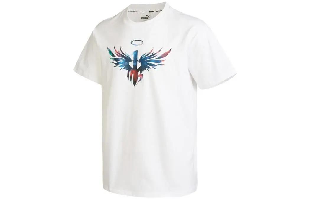 PUMA T-Shirts Men's White Crew Neck Straight Fit