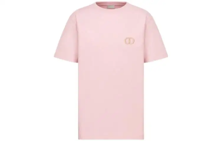 DIOR T Shirts Men's Pink Crew Neck Moderate Straight Fit